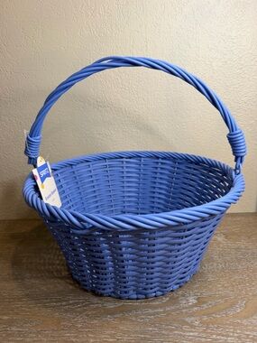 12" Easter Plastic Willow Basket Blue - Spritz
